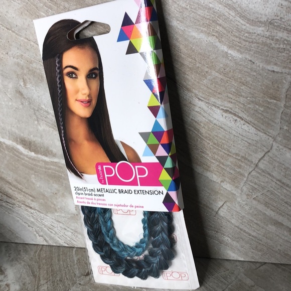 Pop by Hairdo 20” Teal Hair Extension Metallic Clip In Braid Extension Gift NEW - Picture 3 of 15